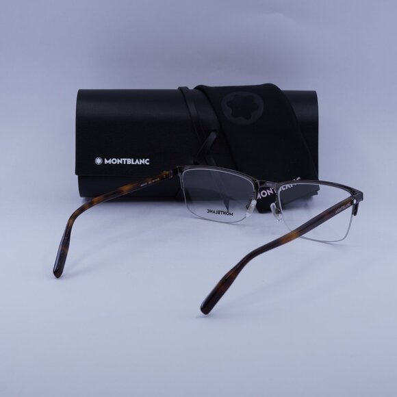 Montblanc MB0015O 002 Eyeglasses Ruthenium/Havana 56mm Rectangle Frame - Picture 9 of 9